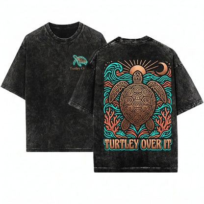 Minimal Cute Funny Sea Turtle Ocean Animal Coastal Aesthetic Beach Lover Unisex Wash T-Shirt