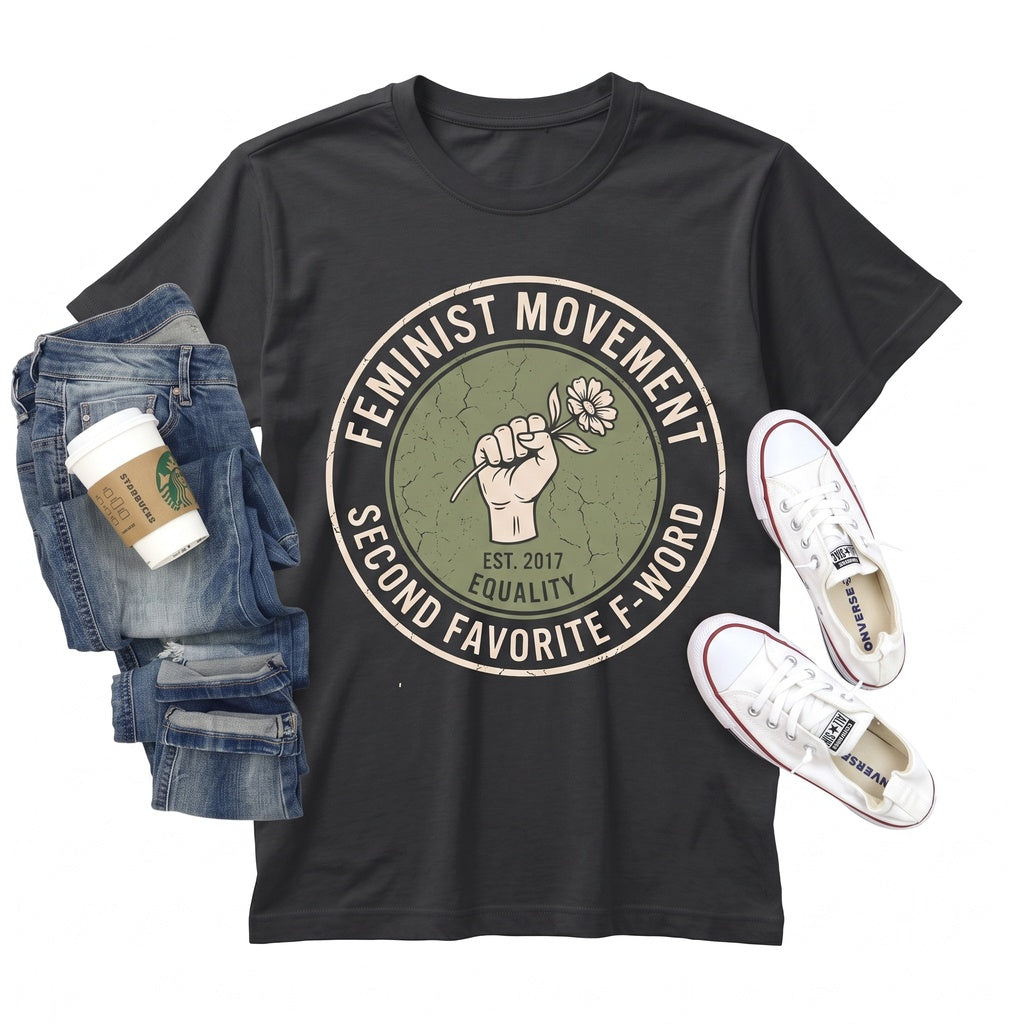 Feminist Is My Second Favorite F-Word Funny Sarcastic Girl Power Graphic Top, Cotton Apparel Unisex TShirt