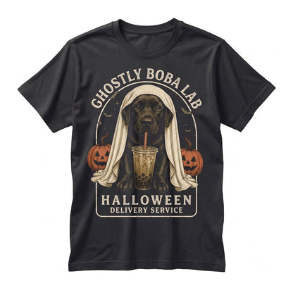 Black Labrador Halloween Ghost Boba Cute Spooky Dog Lover Pet Gift Unisex TShirt