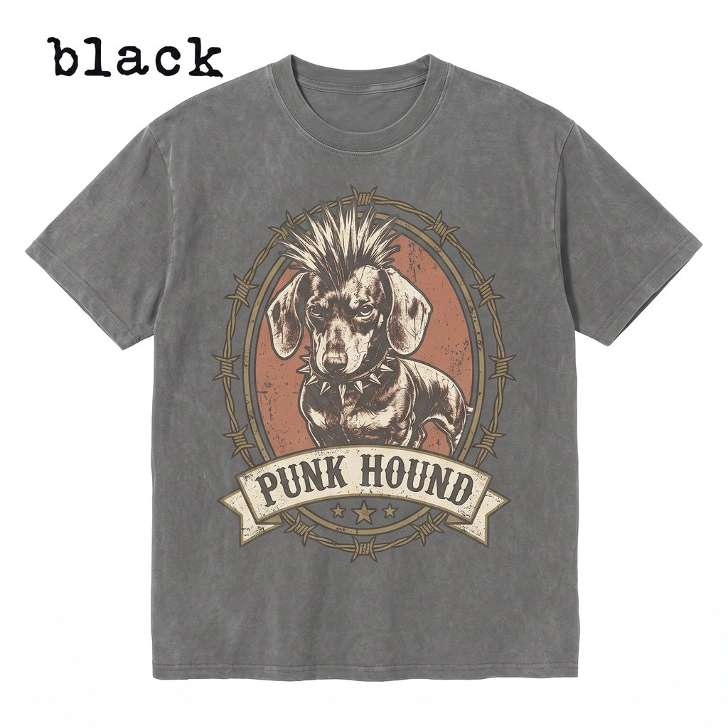 Funny Vintage Punk Dachshund Graphic Mohawk Sausage Dog Gothic Pet Lover Gift Mom Unisex TShirt