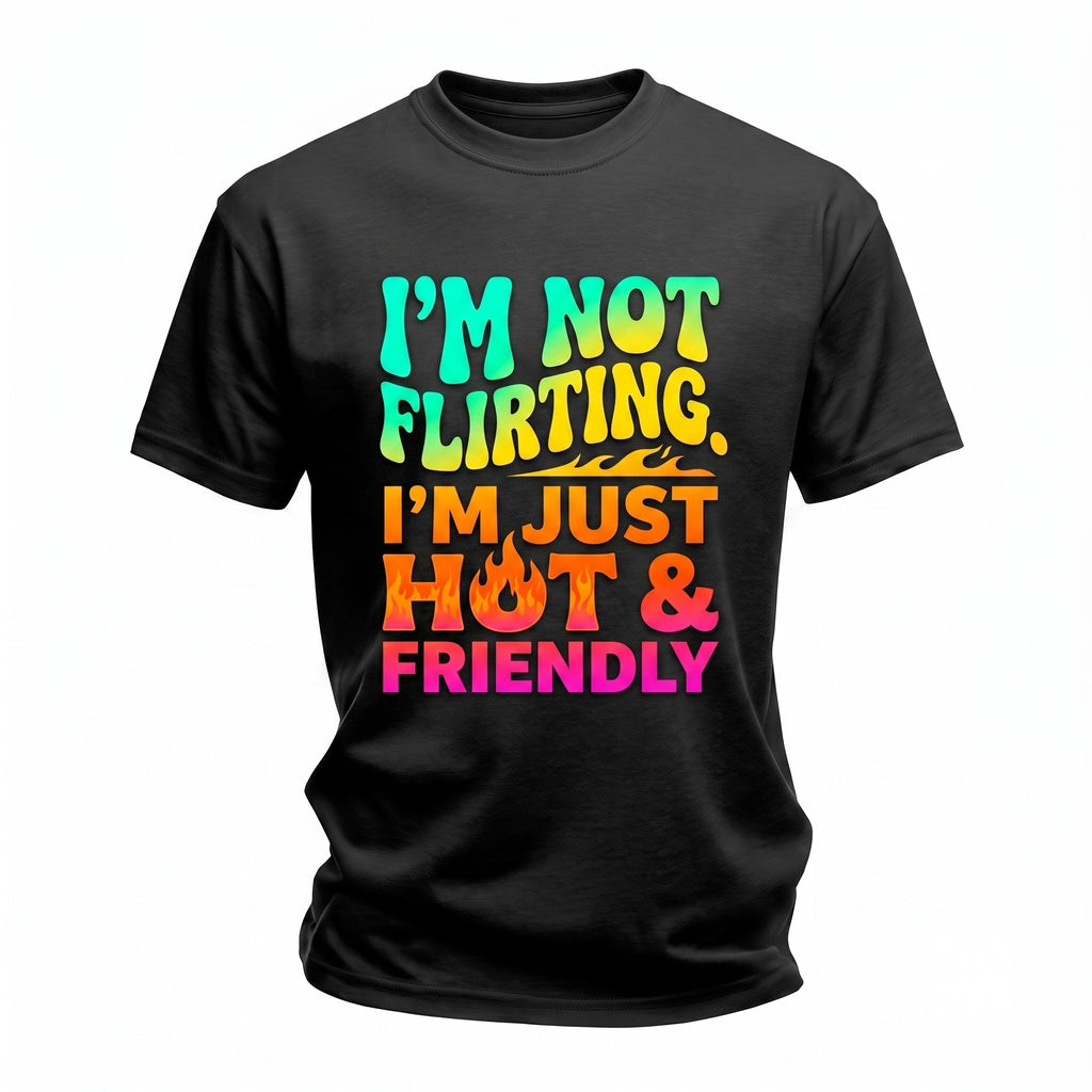 I’m Not Flirting I’m Just Hot And Friendly Funny Sassy Introvert Humor Viral Girl Summer Quote Apparel Unisex TShirt