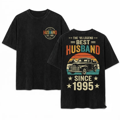 Best Husband Since 1995 Custom Anniversary Gift Tee Male Cotton Top Apparel Clothing Unisex Wash T-Shirt