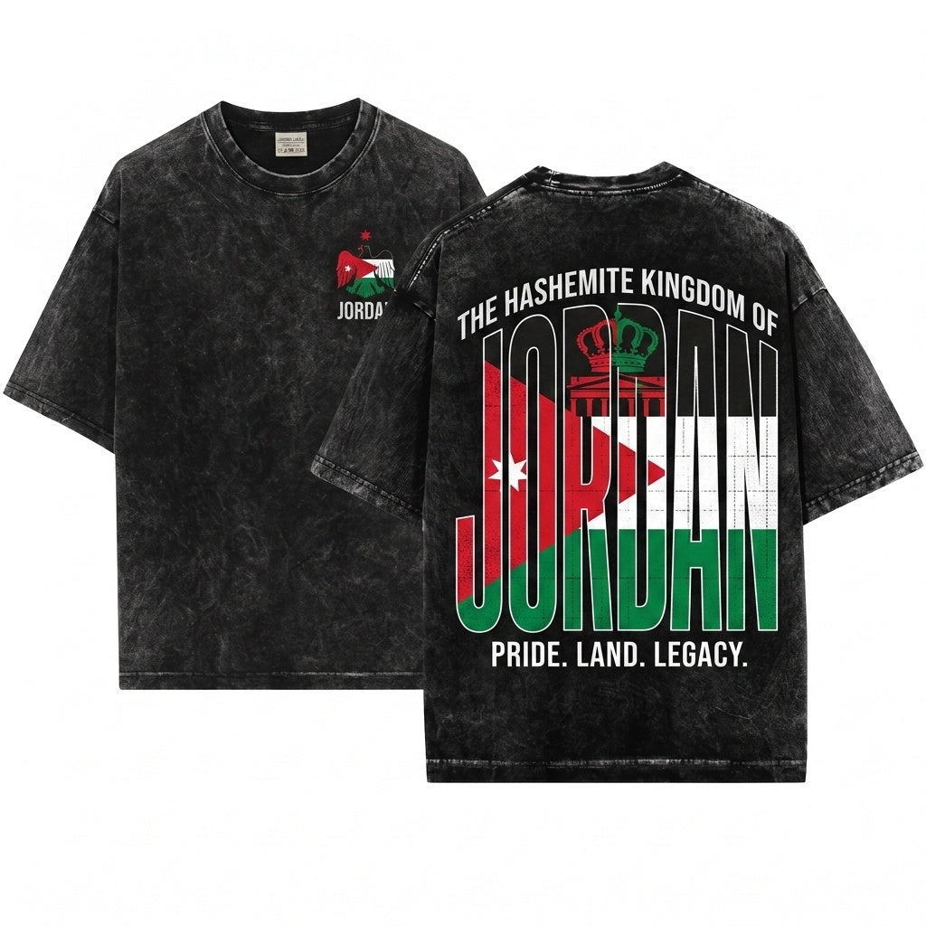 Mens Jordanian Country National Flag Birthday Gift Unisex Wash T-Shirt