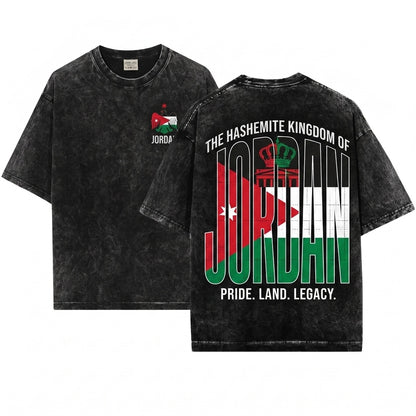 Mens Jordanian Country National Flag Birthday Gift Unisex Wash T-Shirt
