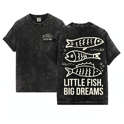 Summer Coastal Ocean Fish Graphic Beach Vintage Unisex Wash T-Shirt