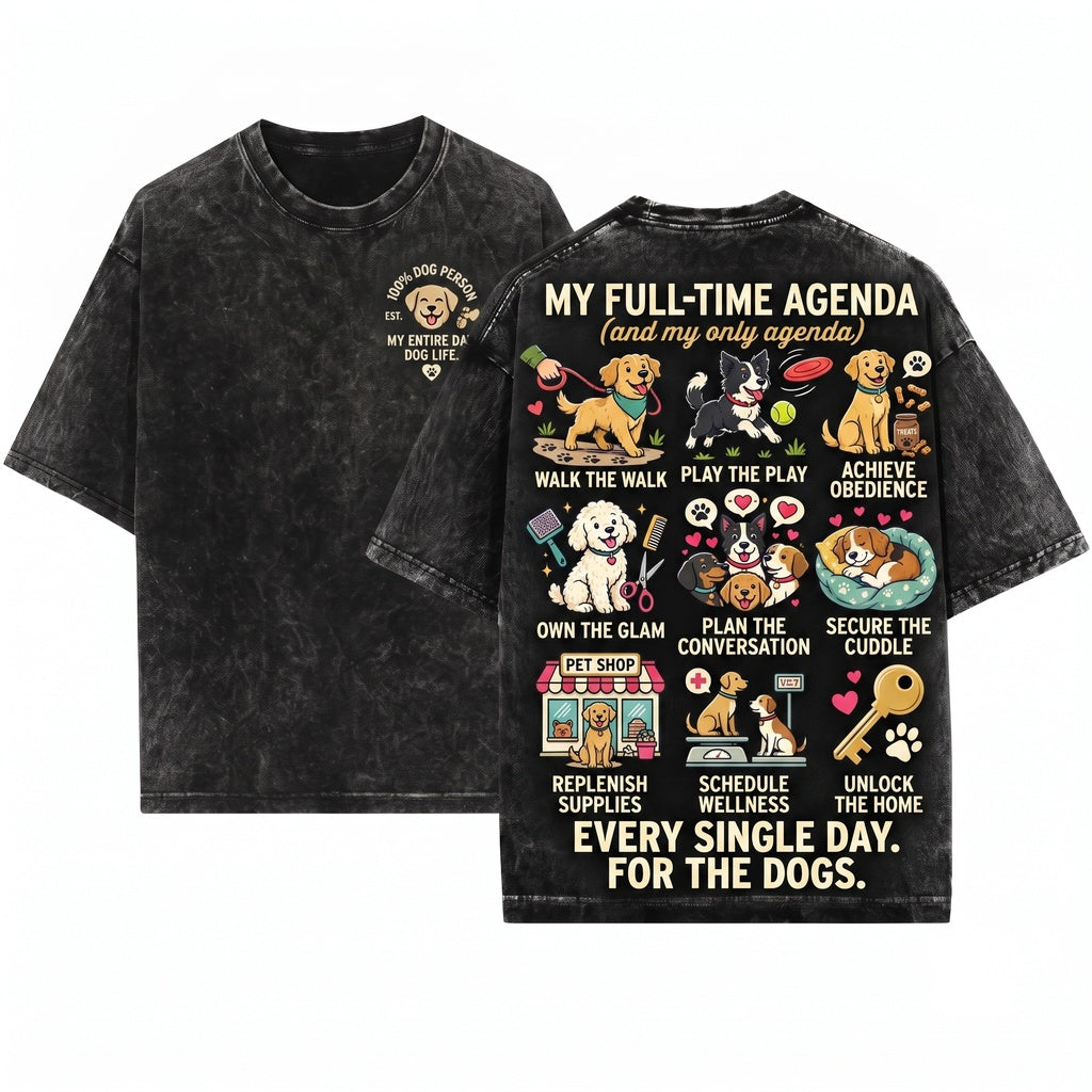 Funny Spare Time Dog Mom Cute Puppy Pet Owner Rescue Gifts Unisex Wash T-Shirt