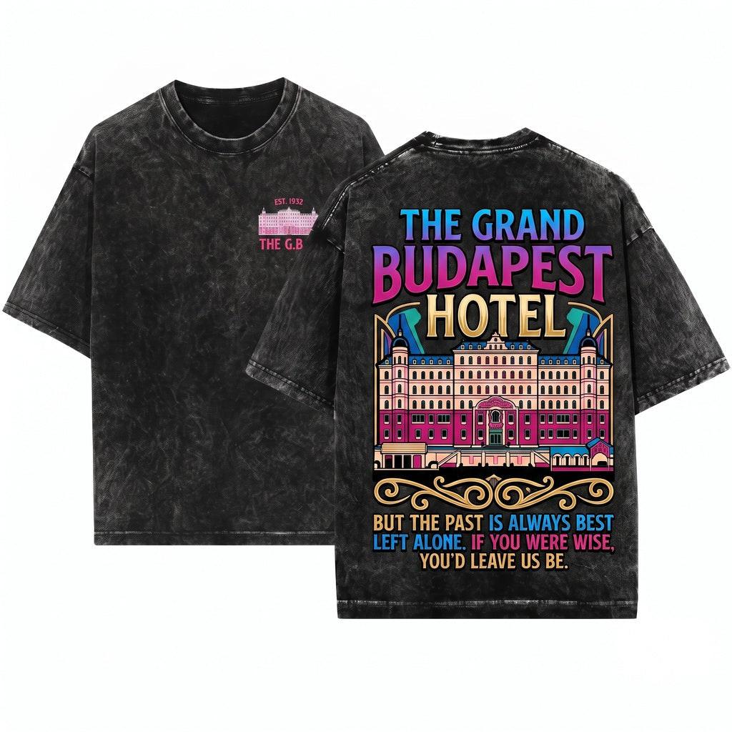 Grand Budapest Pastel Hotel Movie Graphic Unisex Wash T-Shirt