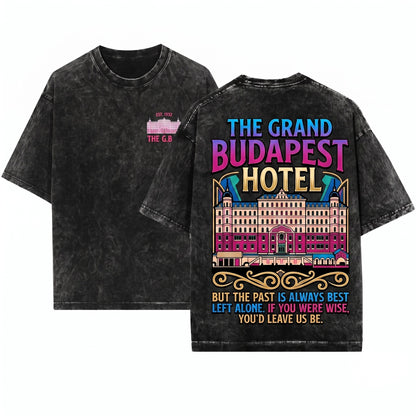 Grand Budapest Pastel Hotel Movie Graphic Unisex Wash T-Shirt