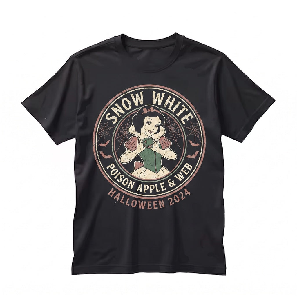 Vintage Poison Apple Double Sided Graphic Halloween Spooky Theme Park Vacation Gift for Women Unisex TShirt
