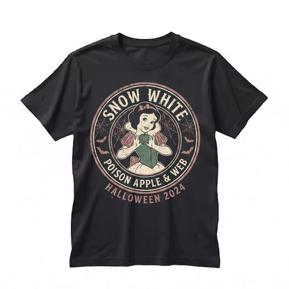 Vintage Poison Apple Double Sided Graphic Halloween Spooky Theme Park Vacation Gift for Women Unisex TShirt
