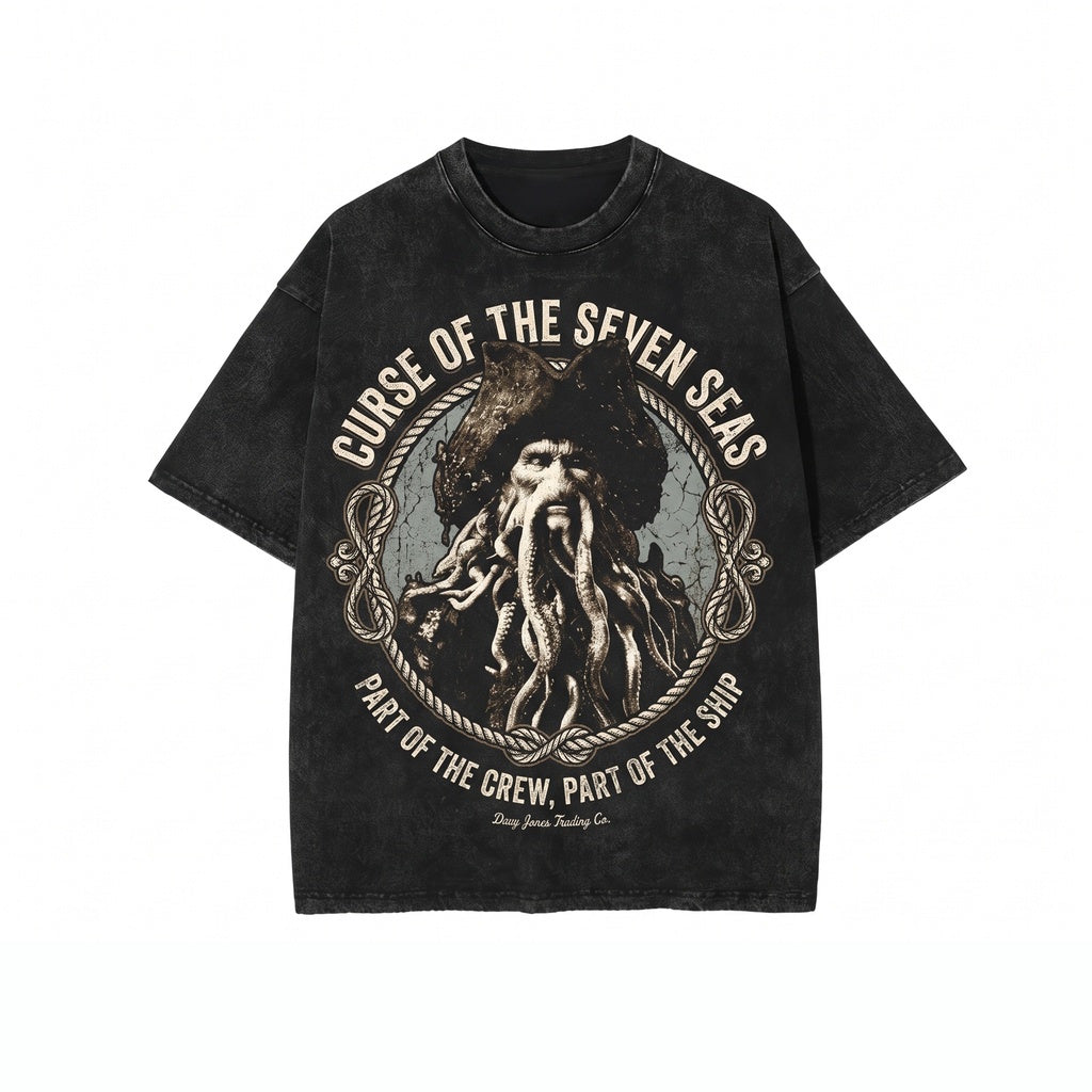 Oversized Davy Jones Sea Captain Graphic Flying Dutchman Theme Park Cruise Apparel Unisex TShirt