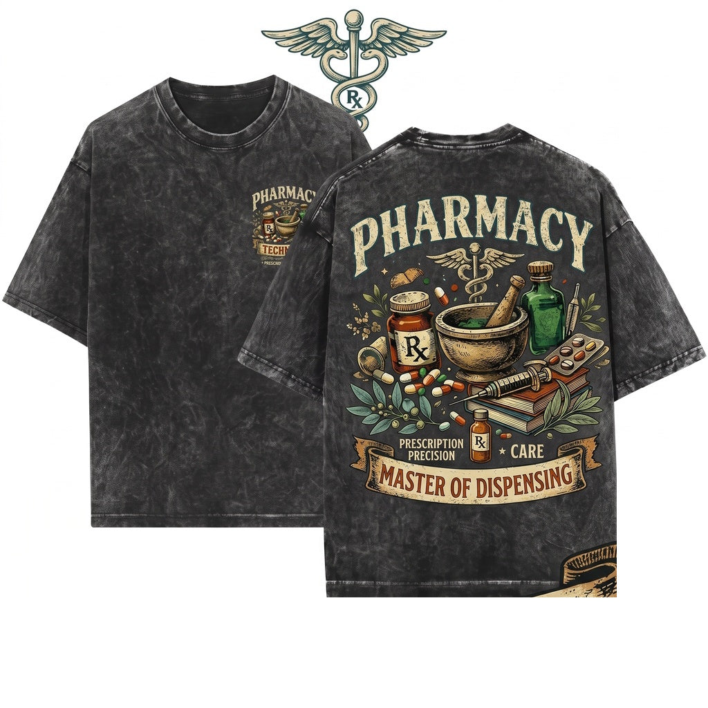 Pharmacy Technician Vintage Apothecary Healthcare Medical Professional Appreciation Unisex Wash T-Shirt