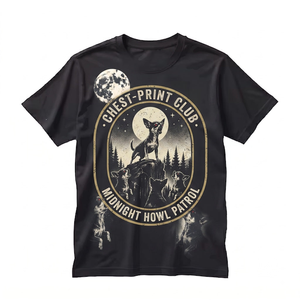 Vintage Gothic Chihuahua Dark Dog Mom Gift Spooky Halloween Full Moon Animal Graphic Unisex TShirt