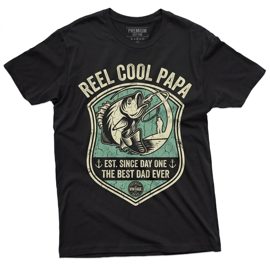 Papa Reel Cool Fishing Fisherman Gift Fathers Day Birthday Lover Unisex TShirt