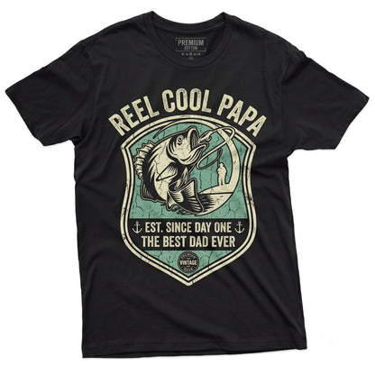 Papa Reel Cool Fishing Fisherman Gift Fathers Day Birthday Lover Unisex TShirt