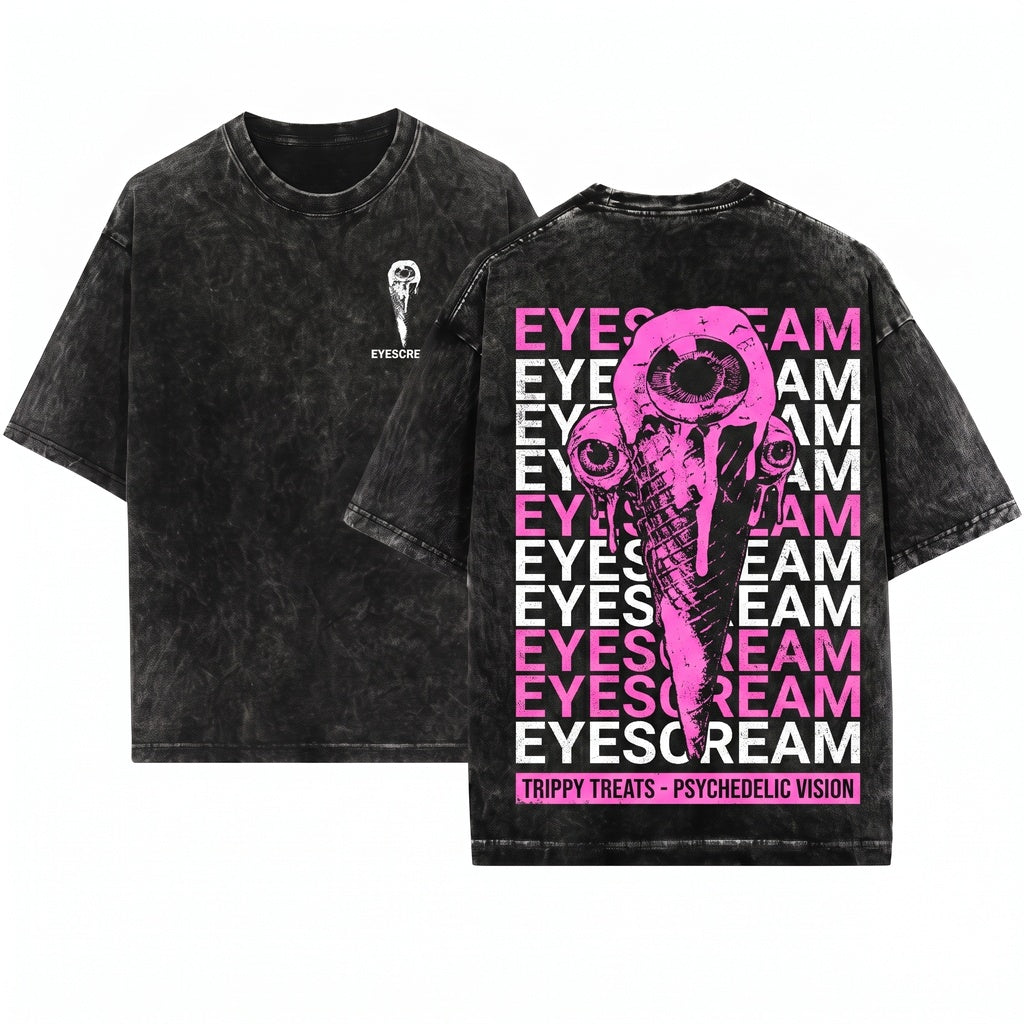 Eyescream Vintage Japanese Horror Dark Graphic Unisex Wash T-Shirt