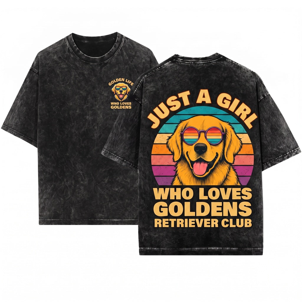 Just Girl Who Loves Golden Retriever Dog Mom Puppy Cute Canine Gift Unisex Wash T-Shirt