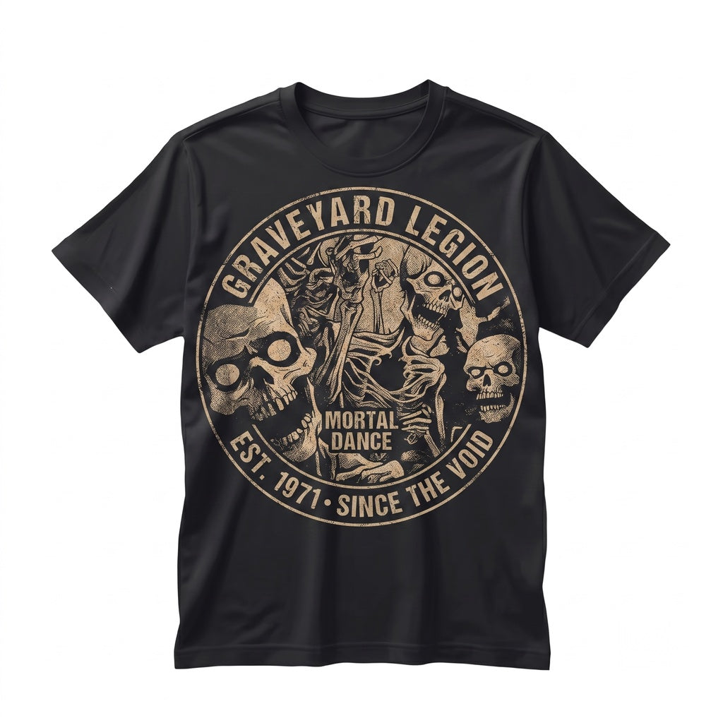 Gothic Skull Pile Distressed Skeleton Graphic Top Dark Academia Apparel Unisex TShirt