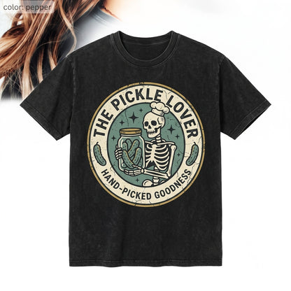 Vintage Pickle Tarot Card Skeleton Jar Funny Food Lover Gift Graphic Unisex TShirt