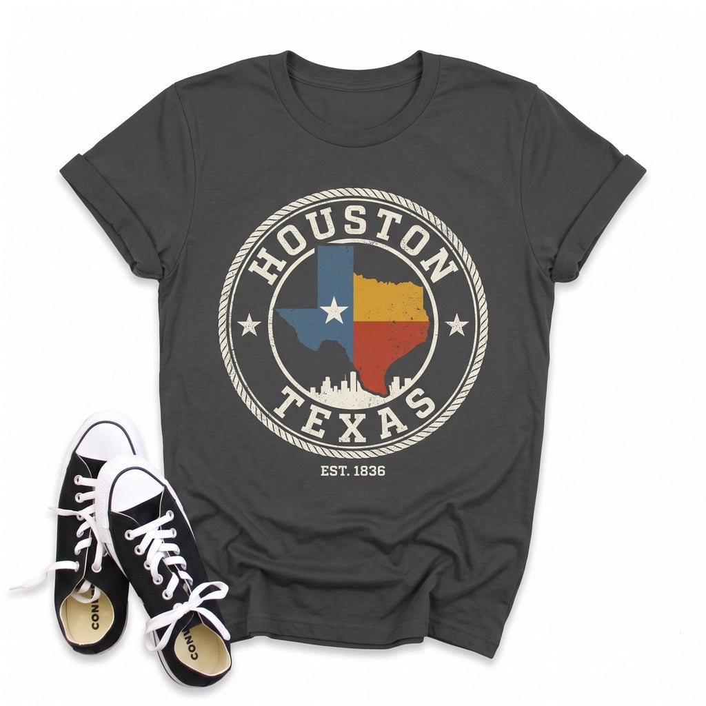 Houston Texas Map Skyline City Home State Travel Souvenir Birthday Present Unisex TShirt
