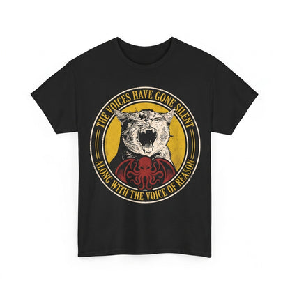 Funny The Voices Have Gone Silent Vintage Japanese Graphic Cat Meme Apparel Unisex TShirt