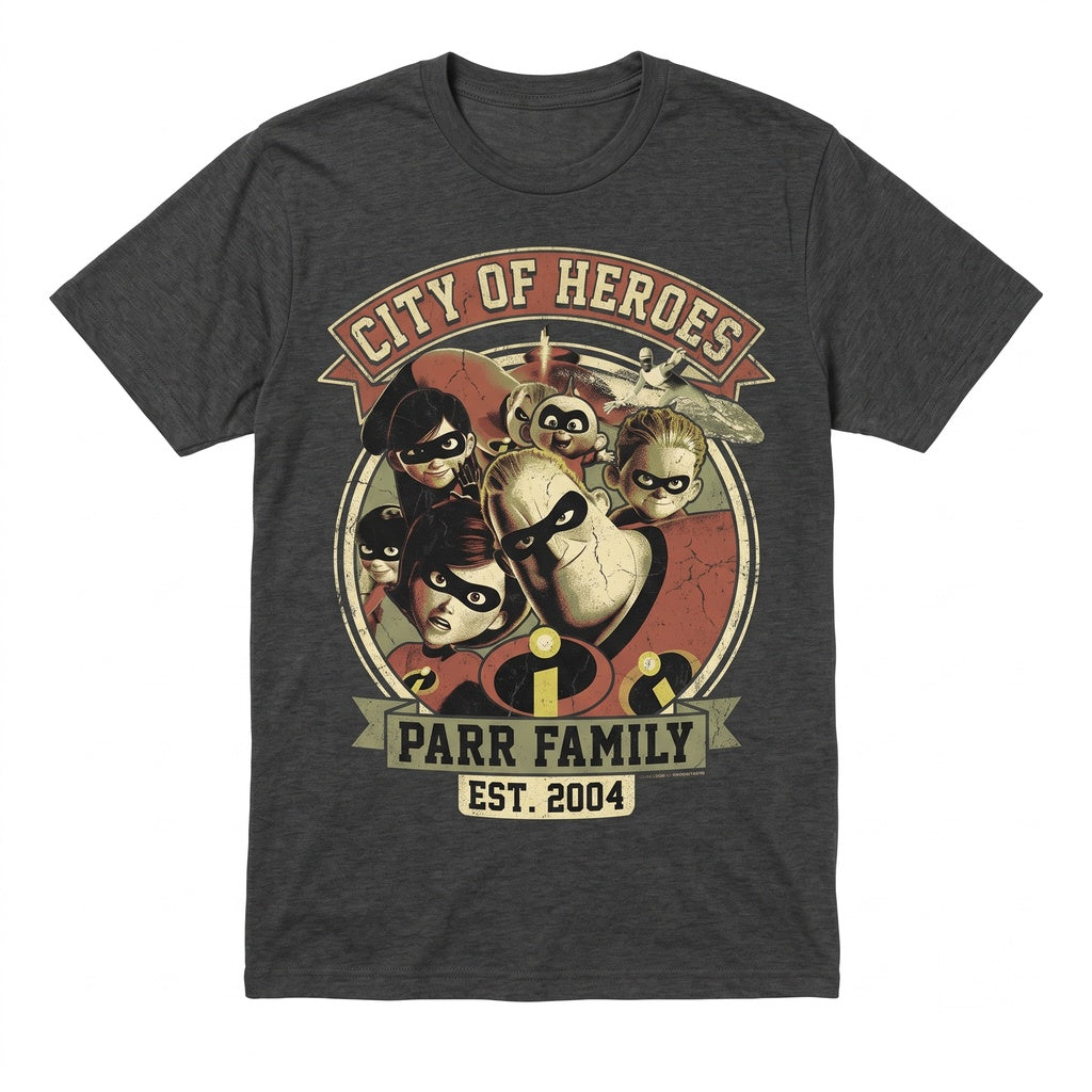 Oversized Superhero Family 2004 Graphic Elastigirl Violet Dash Jack-Jack Vintage Movie Apparel Unisex TShirt