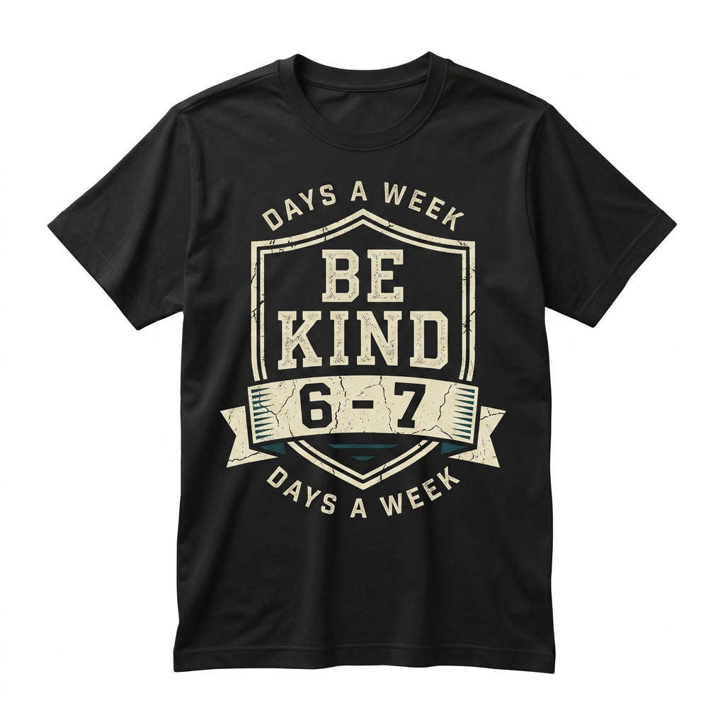 Be Kind 6-7 Days A Week Graphic Top, Positive Kindness Message Inspirational Quote Gift Apparel, Unisex TShirt