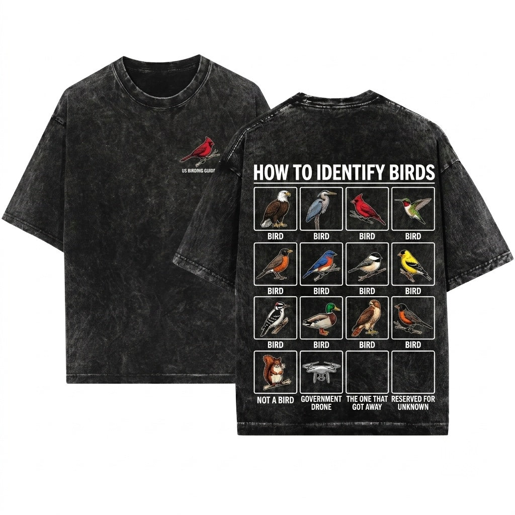 Funny Birdwatcher Graphic Nature Lover Gift How To Identify Birds Unisex Wash T-Shirt