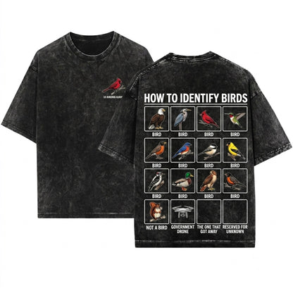 Funny Birdwatcher Graphic Nature Lover Gift How To Identify Birds Unisex Wash T-Shirt