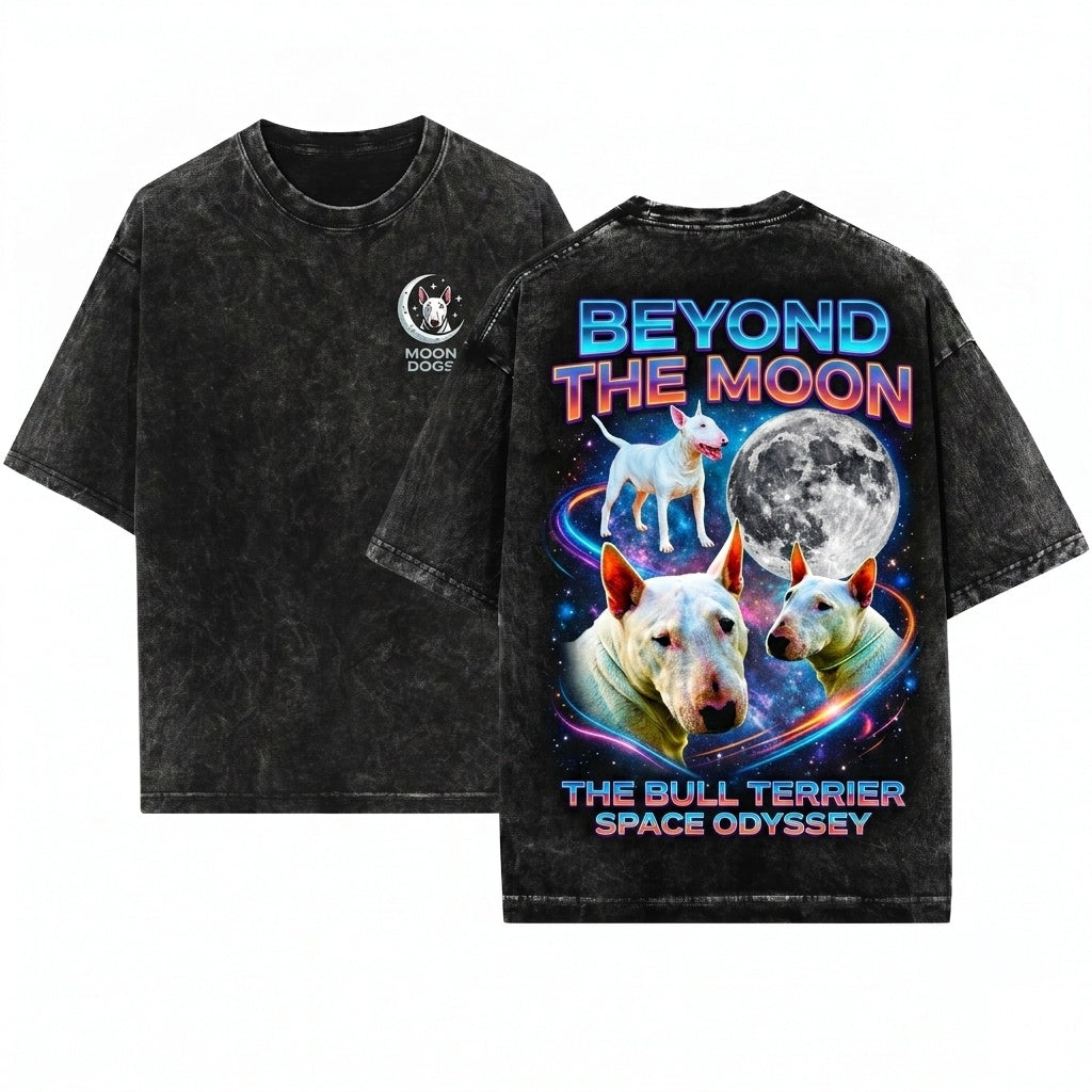 Here's my take Bull Terrier Three Moon Galaxy Space Dog Cosmic Pet Lovers Gift Unisex Wash T-Shirt