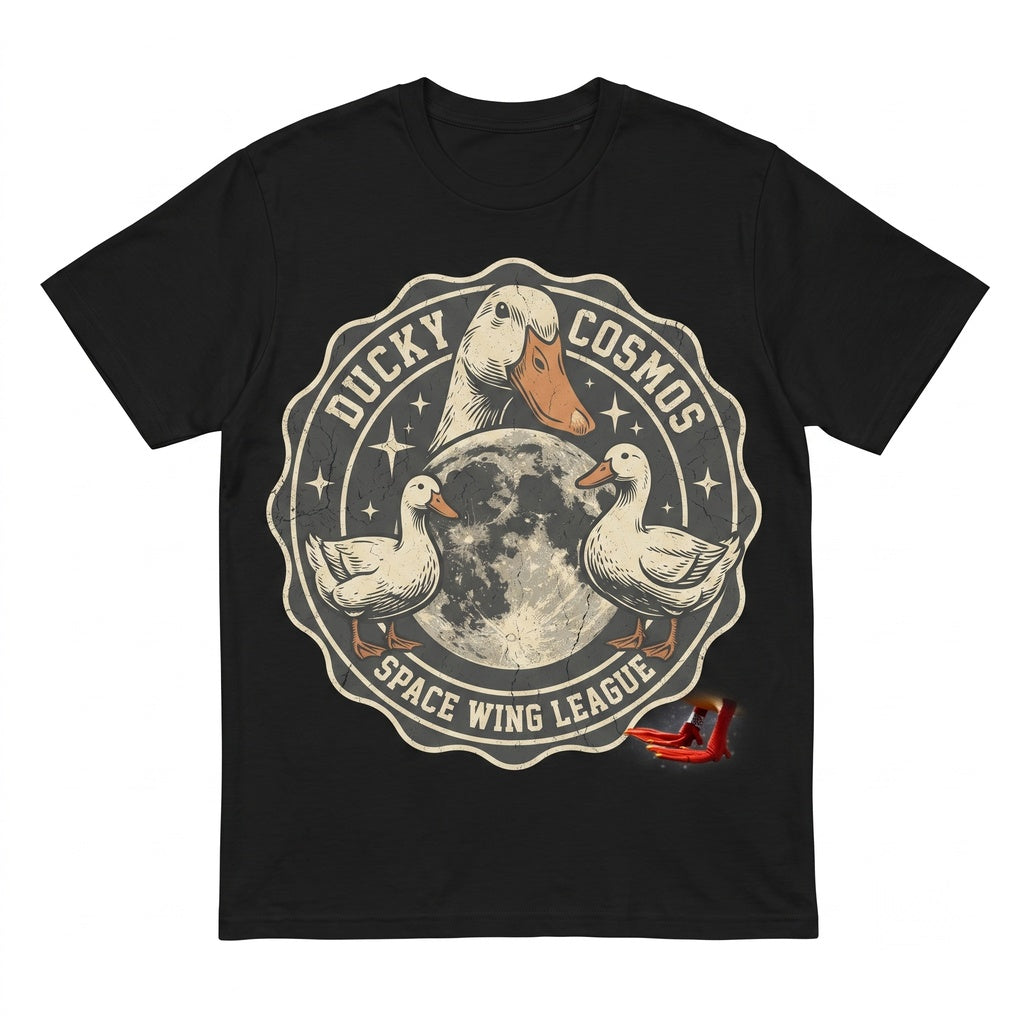 Three Call Duck Moon Cute White Bantam Duckling Pet Poultry Galaxy Vintage Wash Retro Farm Bird Lover Unisex TShirt