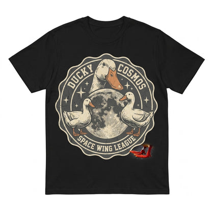 Three Call Duck Moon Cute White Bantam Duckling Pet Poultry Galaxy Vintage Wash Retro Farm Bird Lover Unisex TShirt
