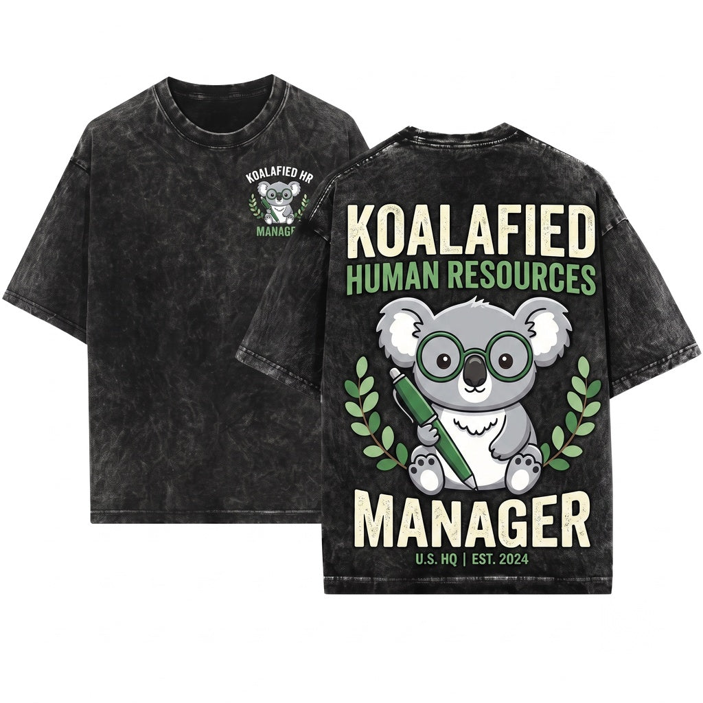 Cute Human Resources Manager Koala Funny Graphic Gift Unisex Wash T-Shirt