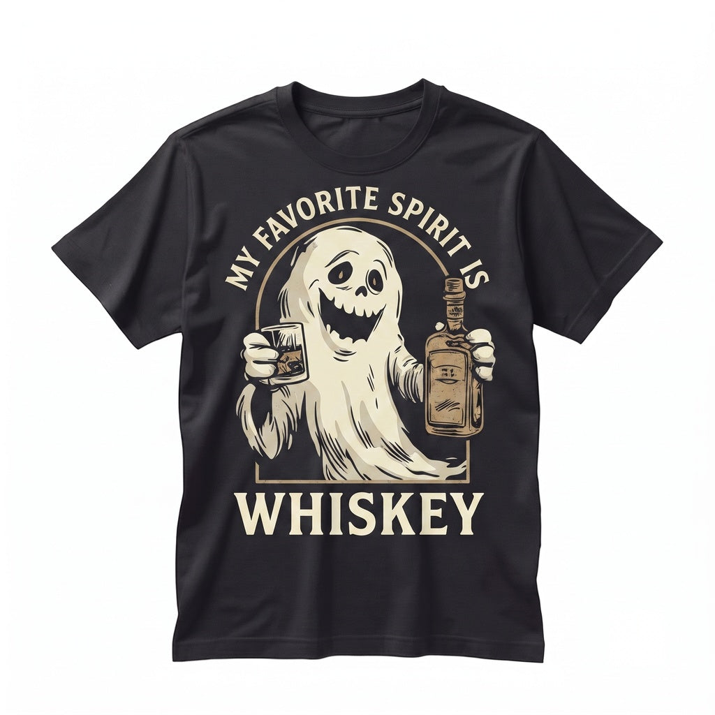 Funny Halloween Ghost Drinking Whiskey Graphic Apparel Spooky Season Alcohol Liquor Party Vintage Autumn Holiday Unisex TShirt