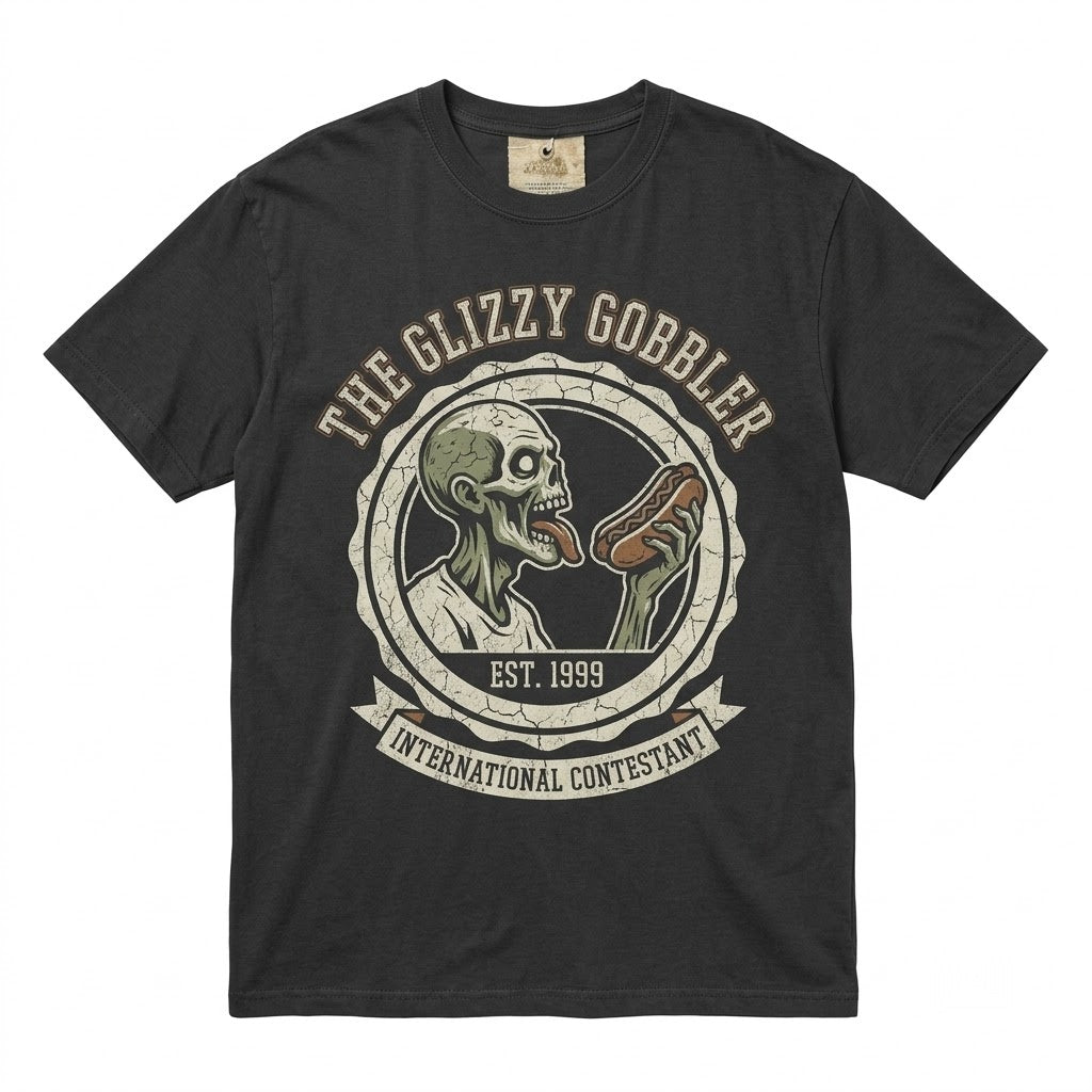 Funny Glizzy Gobbler Hot Dog Eating Contest Foodie Novelty Graphic Apparel Unisex TShirt