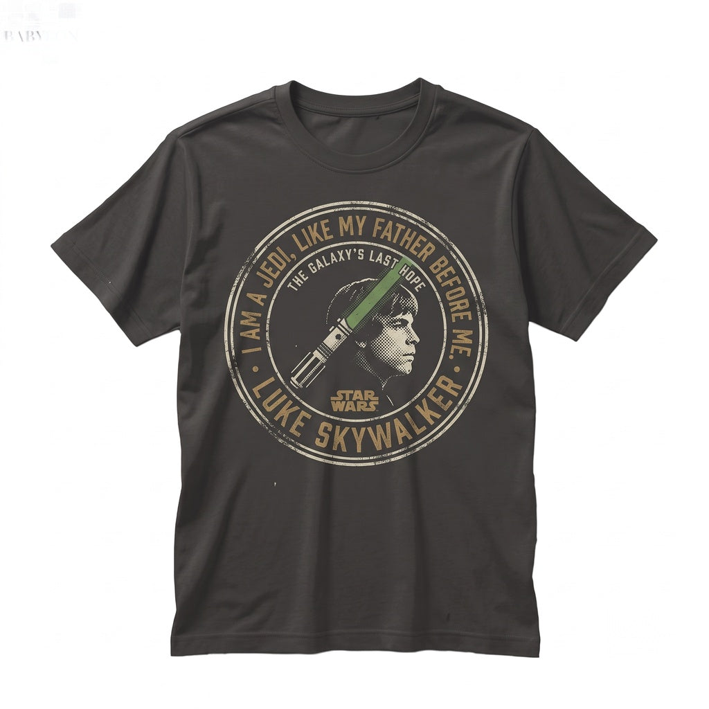 Vintage Sci-Fi Jedi Knight Graphic Apparel, Retro Galactic Luke Skywalker May 4th Fan Merch Top, Unisex TShirt