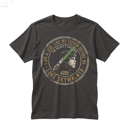 Vintage Sci-Fi Jedi Knight Graphic Apparel, Retro Galactic Luke Skywalker May 4th Fan Merch Top, Unisex TShirt