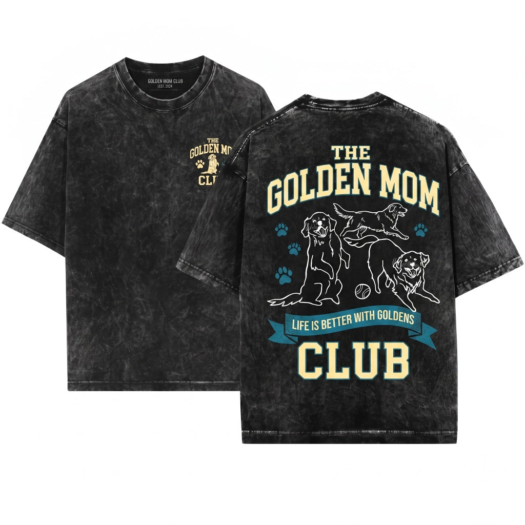 Golden Mom Club Golden Dog Retriever Fur Mama Graphic Tee New Lover Gift Unisex Wash T-Shirt