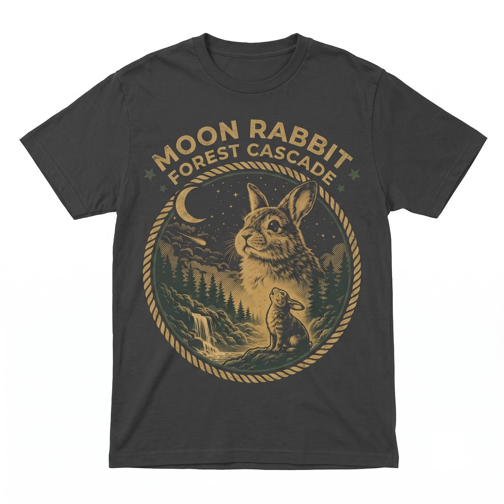 Vintage 90s Funny Howling Bunny at Full Moon Easter Gift for Rabbit Lovers Unisex TShirt
