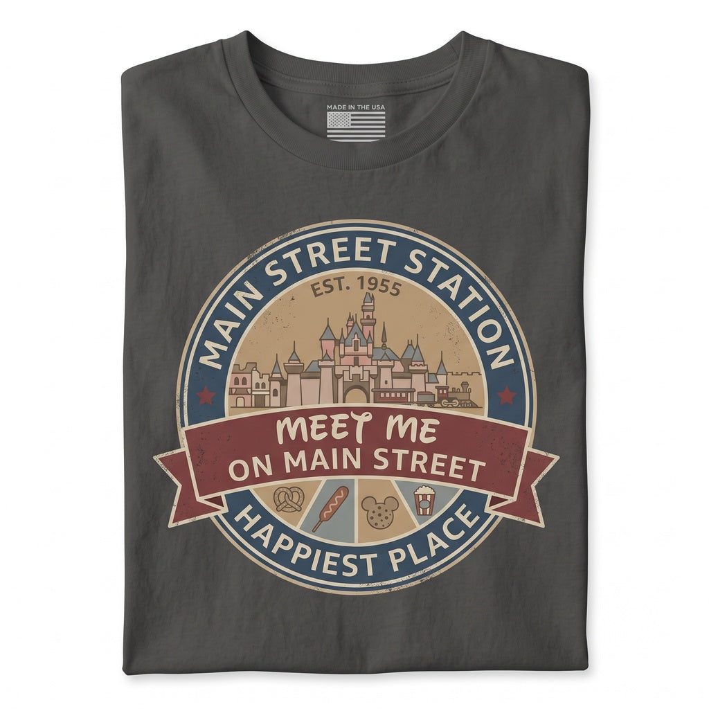 Meet Me On Main Street Couples Mouse Vacation Apparel Theme Park Unisex TShirt