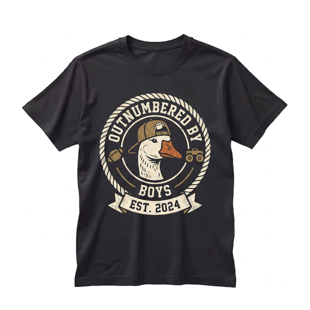 Outnumbered by Boys Funny Mom Goose Mama Dad Father Day Gift Graphic Unisex TShirt