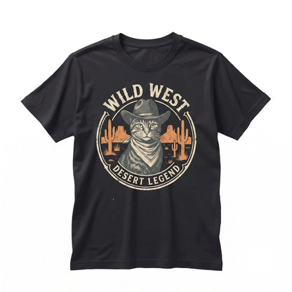 Wild West Cat Graphic Vintage Funny Cowboy Western Feline Apparel Unisex TShirt