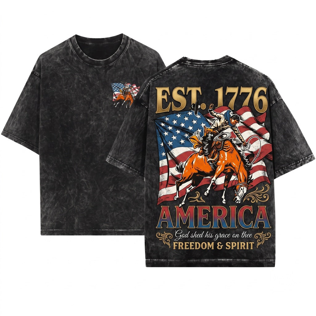 250th America Anniversary 4th July Independence Day Christian Faith Family Freedom Church Gift Unisex Wash T-Shirt