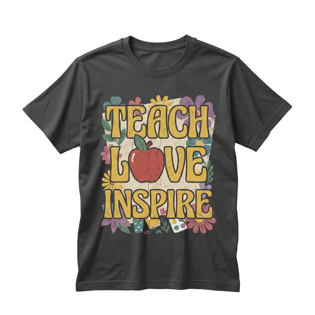Teach Love Inspire Floral Teacher Life Positive Vibes Cute Educator Appreciation Gift Unisex TShirt