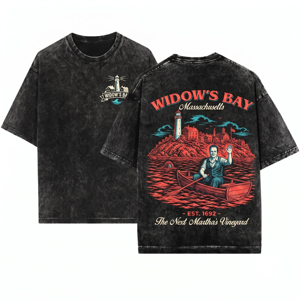 Widows Bay Travel Funny Retro TV Graphic Unisex Wash T-Shirt