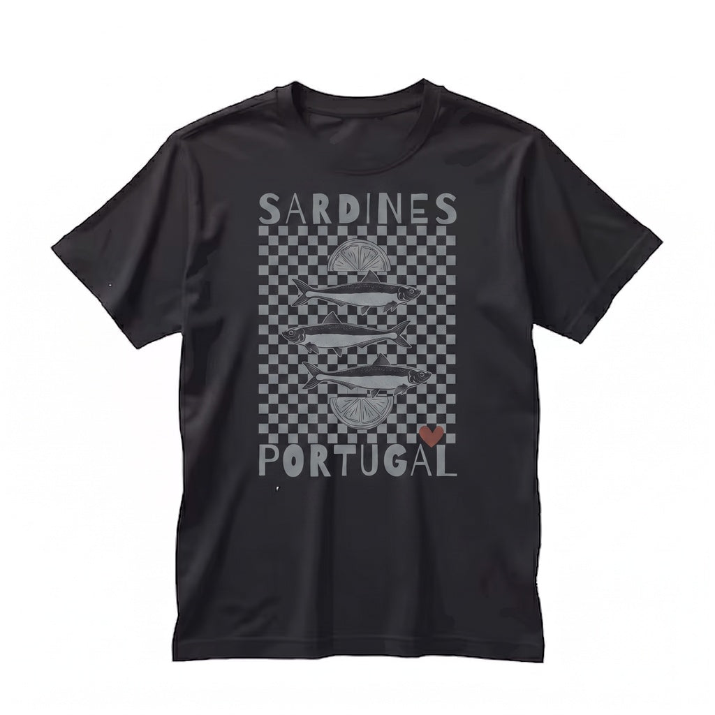 Retro Portuguese Sardine Ocean Fish Graphic Coastal Artwork Unisex TShirt