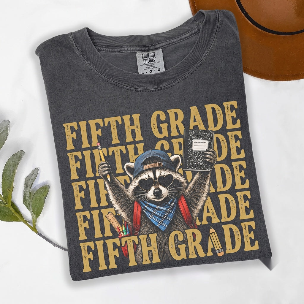 Fifth Grade Teacher Funny Feral Raccoon Back to School Team Last Day Apparel Unisex TShirt