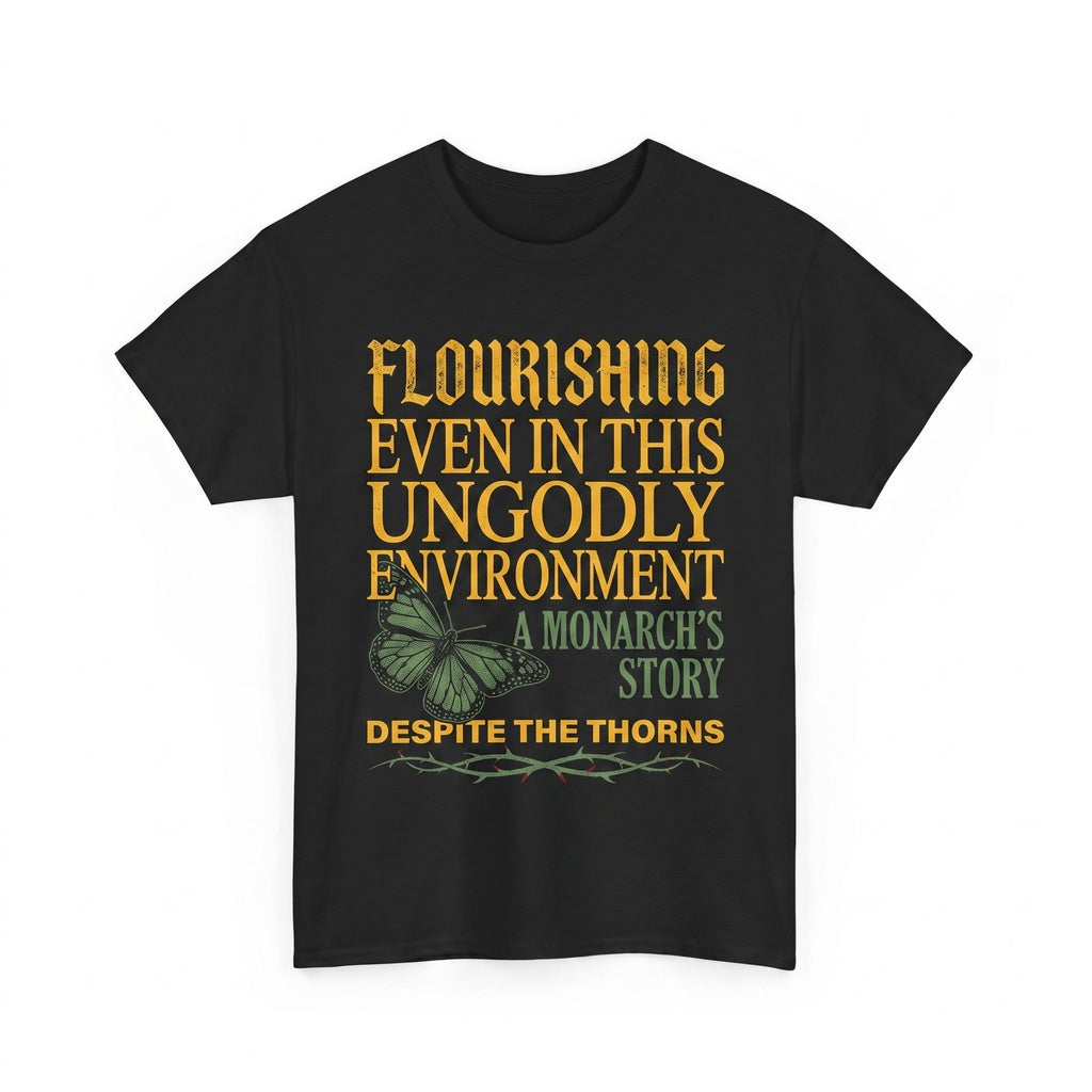 Vintage Flourishing Monarch Butterfly Graphic Botanical Nature Cotton Unisex TShirt