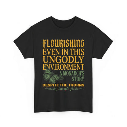 Vintage Flourishing Monarch Butterfly Graphic Botanical Nature Cotton Unisex TShirt