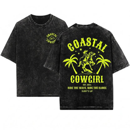 Coastal Cowgirl Western Beach Graphic Unisex Wash T-Shirt